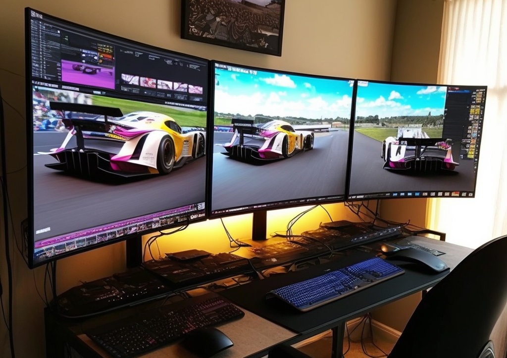 triple sim racing scherm