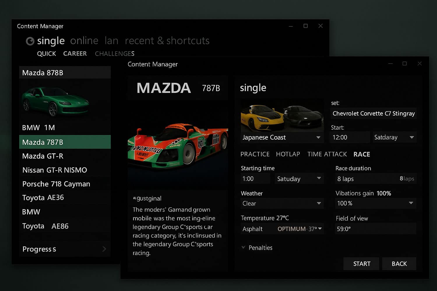 Mod Gerenciador de conteúdo assetto corsa sim racing mclaren gt3 v2