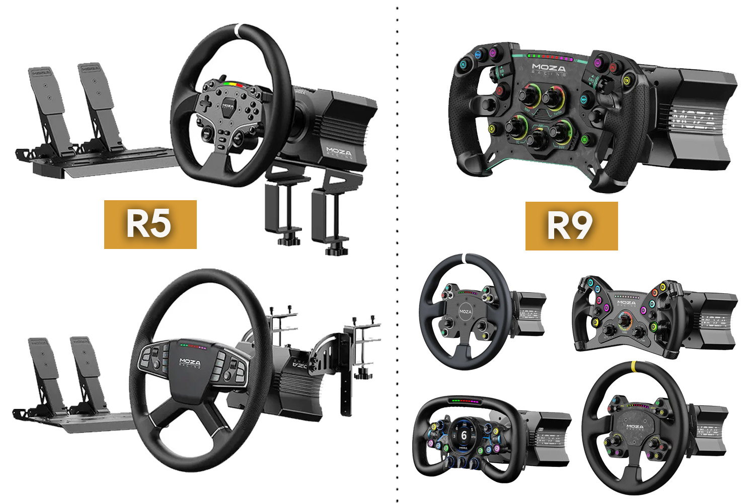 Moza R5 VS Moza R9 Bundle sim racing GT DD PRO